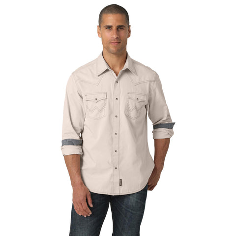 Wrangler Men's Tan Shirt with Grey Accent