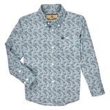 Wrangler Boy's Aqua Paisley Long Sleeve Shirt