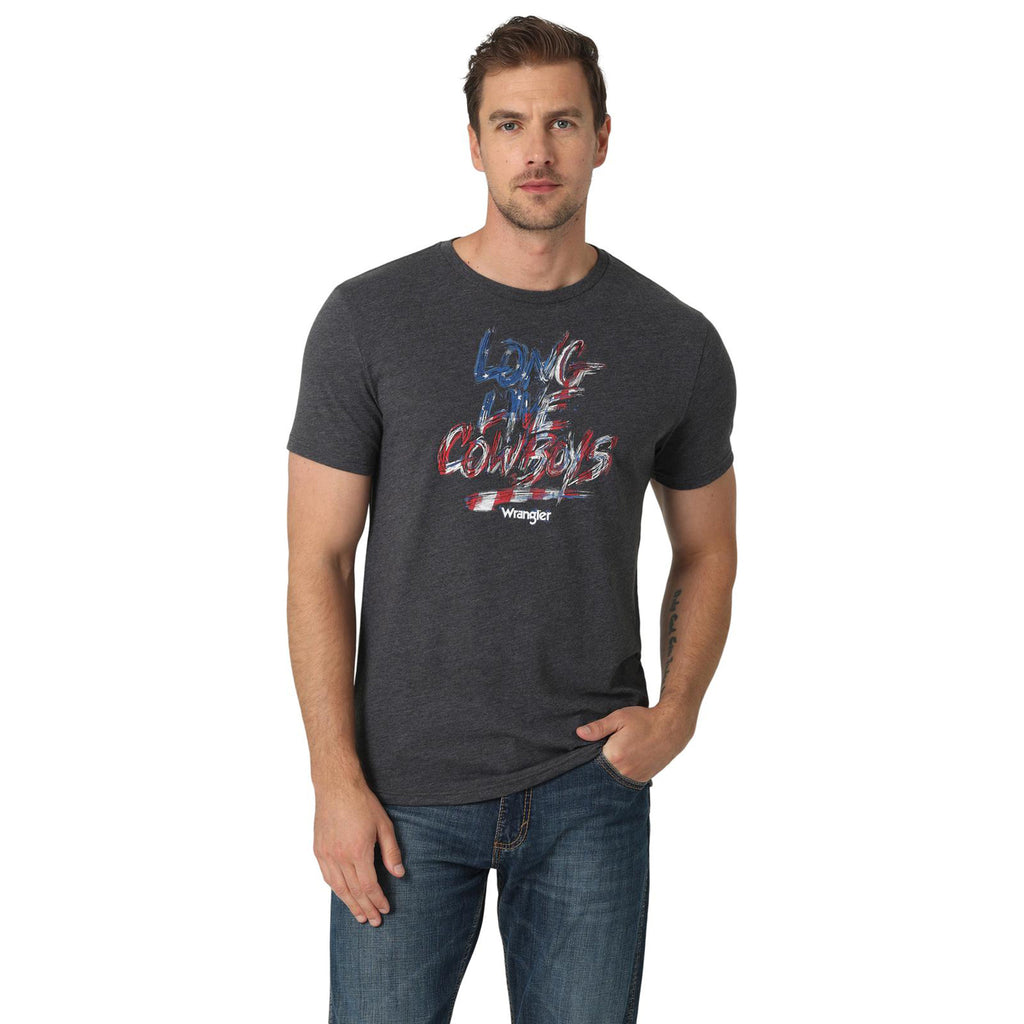 Wrangler Men's Charcoal Long Live Cowboys Tee