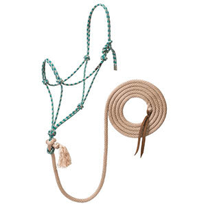Teal, Tan, Silver and White Silvertip Halter with 10' Lead