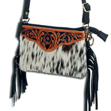 American Darling Fringe Tooled Hide Clutch