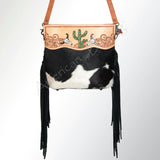 American Darling Conceal Carry Black & White Cowhide Cactus Purse