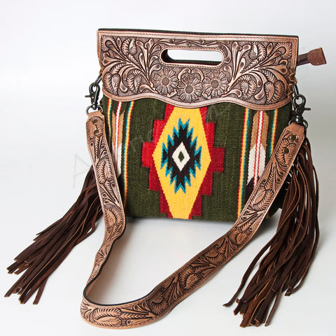 American Darling Green Aztec/Floral Tooled Purse