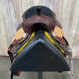 Shiloh Youth Saddle with Floral Tooling and Black Felt Seat, 12 Inch Seat