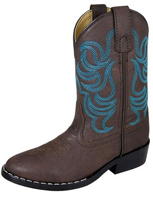 Youth Monterey Brown Turquoise Stitched Boots