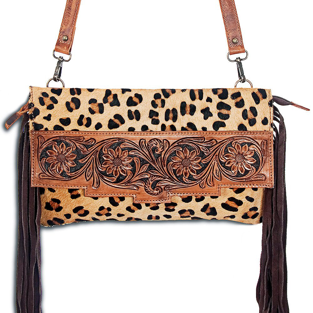 Montana West Genuine Leather Fringe Purse Studded Tooled Crossbody Western  Aztec | eBay