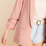 Kori America Women's Solid Blazer with Printed Lining