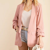 Kori America Women's Solid Blazer with Printed Lining