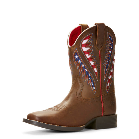 Ariat Kid's Red, White, and Blue Quickdraw VentTEK Square Toe Boot 