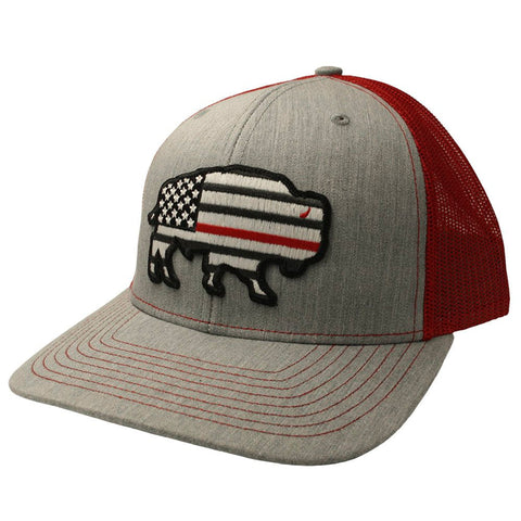 Red Dirt Hat Co Thin Red Line Gray Cap