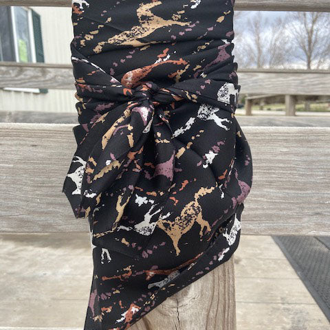 Black with Running Horses Wild Rag