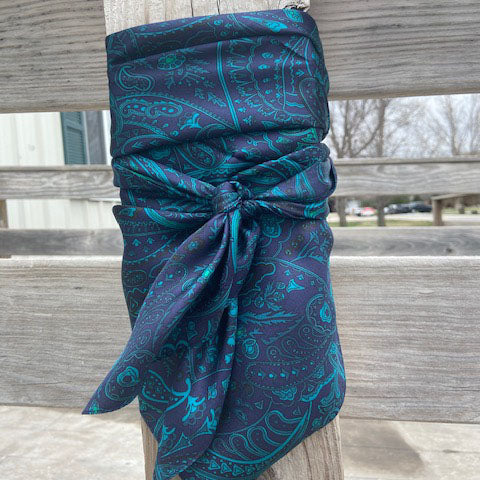 Navy and Turquoise Paisley Wild Rag