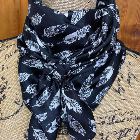 Black with White Feathers Wild Rag