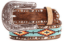 Ariat Girl's Hair On Beaded Leather Belt