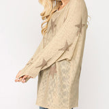 Gigio USA Women's Sand Stars Dolman Sweater