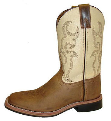 Kid's Brown and Cream Square Toe Boots