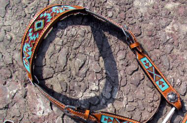Shiloh Turquoise/Brown/Burgundy Beaded Headstall