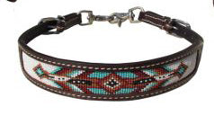 Shiloh Teal, Brown and White Beaded Wither Strap
