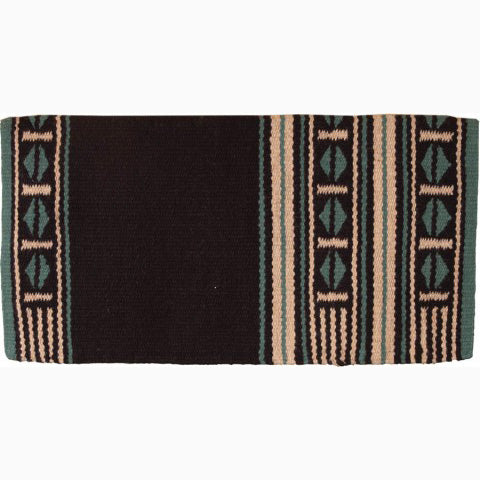 Mustang Black and Turquoise New Zealand Wool Blanket 