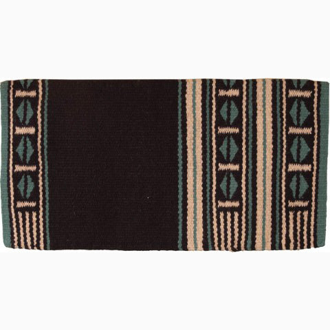 Mustang Black and Turquoise New Zealand Wool Blanket 
