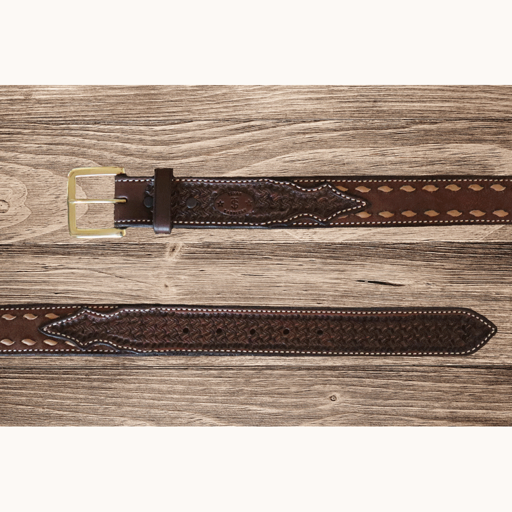 Texas Saddlery Chocolate/Tan Buckstitch Belt