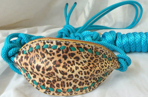 Cheetah Bronc Nose Rope Halter - Turquoise