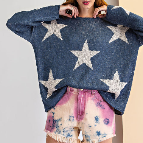 Star Blue Knit Sweater