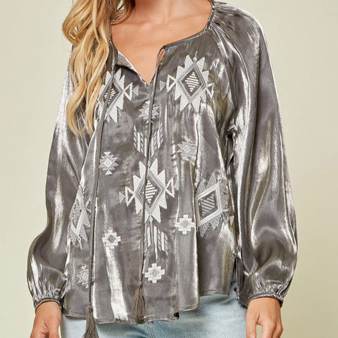 Charcoal Aztec Tone Top