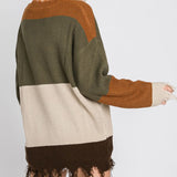 Olive Color Block Sweater