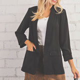 Kori America Women's Solid Blazer with Printed Lining