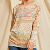 Andree Unit Women's Marigold and Blue Aztec Top