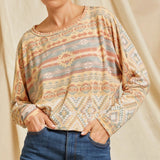 Andree Unit Women's Marigold and Blue Aztec Top