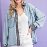 Chambray Contrast Button Down Shirt
