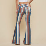 Blue Multi Striped Flare Jeans