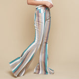 Turquoise Multi Striped Flare Jeans