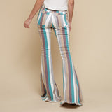 Turquoise Multi Striped Flare Jeans