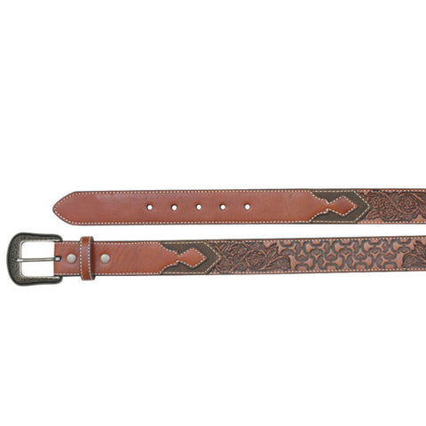 Hooey Men's Two Tone Floral Leather Belt 