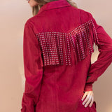 Red Swayze Fringe Blouse
