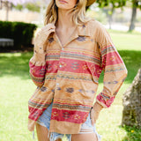 Aztec Suede Shirt Cardigan