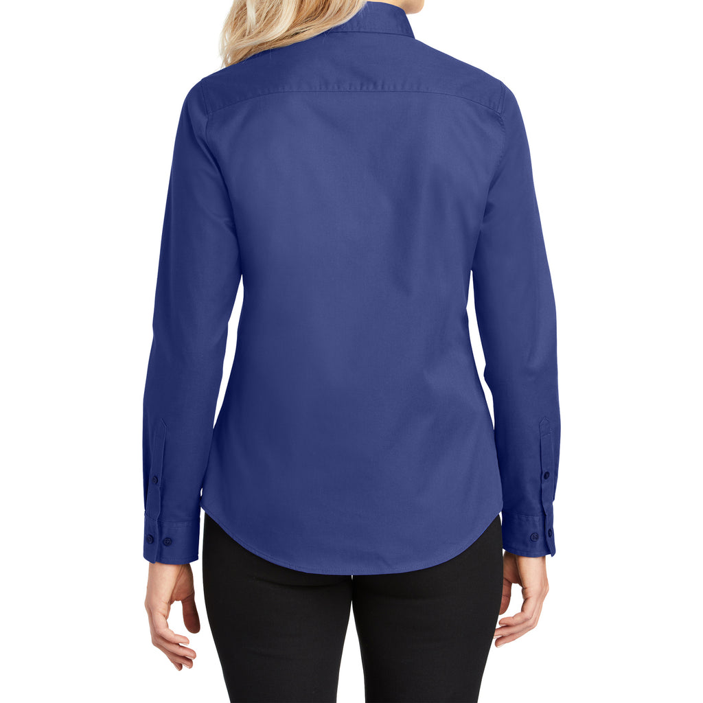 Port Authority Women's Mediterranean Blue Long Sleeve Shirt Port Authority Women's Mediterranean Blue Long Sleeve Shirt
