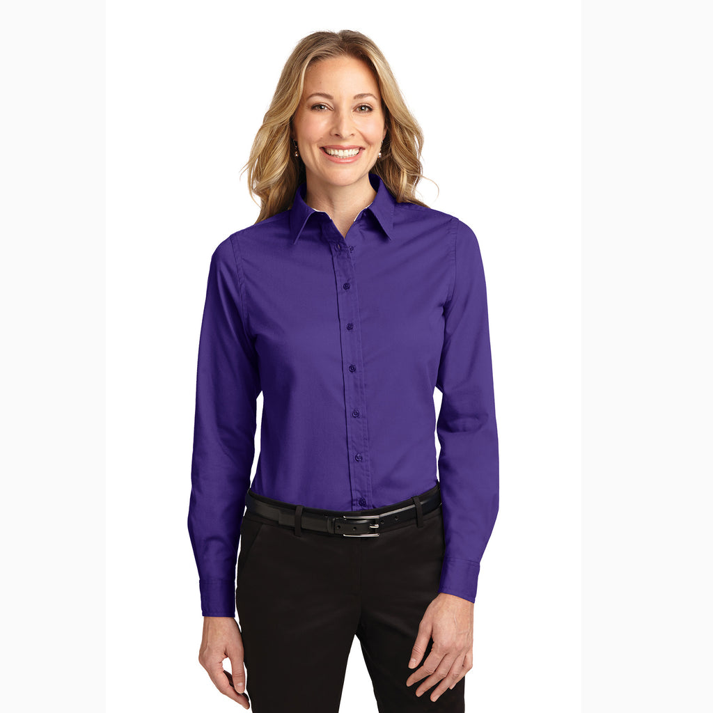 Port Authority Women's Solid Purple Long Sleeve