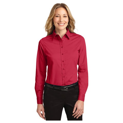 Port Authority Women's RED Easy Care Long Sleeve Shirt