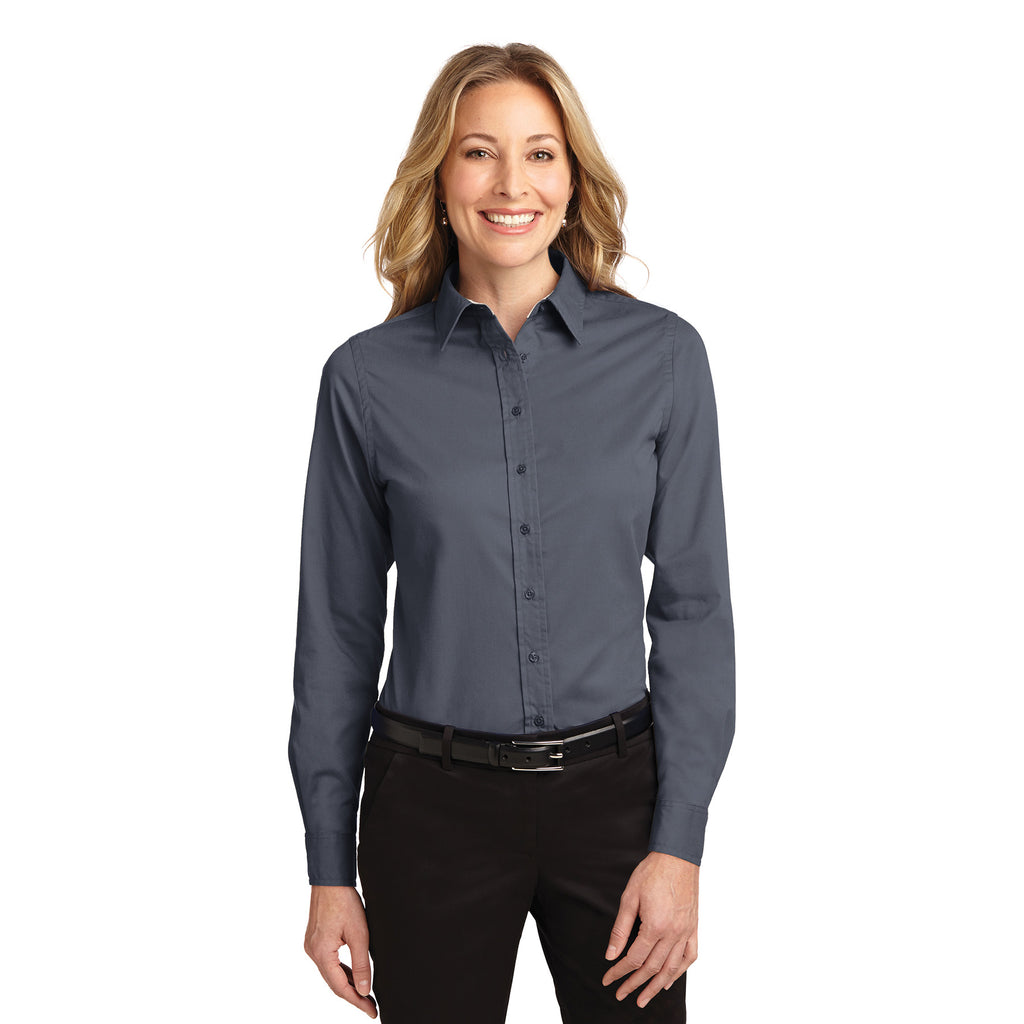 Port Authority Women's Steel Grey Easy Care Long Sleeve Shirt