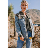 Mixed Print Breast Pocket Washed Jacket