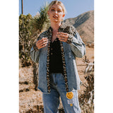 Mixed Print Breast Pocket Washed Jacket