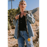 Mixed Print Breast Pocket Washed Jacket