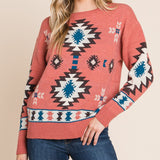 Vanilla Bay Women's Aztec Weave Long Sleeve Knit Sweater
