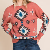 Vanilla Bay Women's Aztec Weave Long Sleeve Knit Sweater