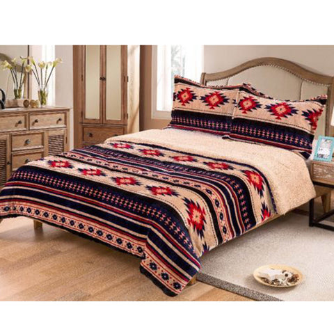 Southwest 3 pc King Comforter Set - Tan & Navy