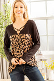 Heimish Women's Solid Black and Cheetah Long Sleeve